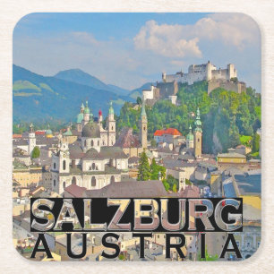 Salzburg Rechteckiger Pappuntersetzer