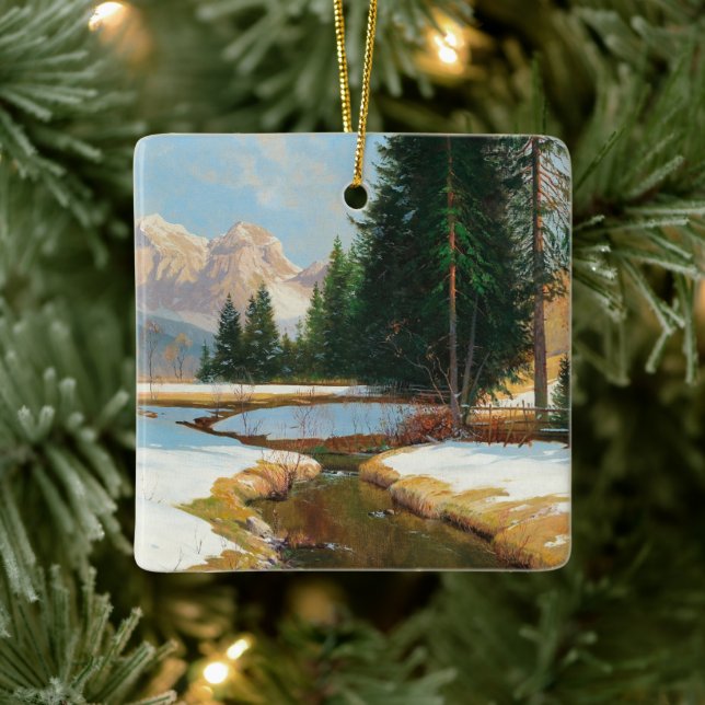 Salzburger Alpen-View, Winter Weihnachten Keramikornament (Baum)