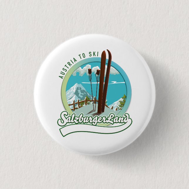 Salzburgerland Österreichischer Ski Button (Vorderseite)