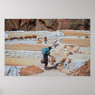 Salzgewinnung in Maras, Peru Poster