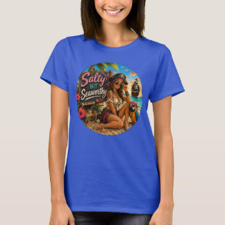Salzig, aber Seetüchtig Lustiger Piratenstrand T-Shirt