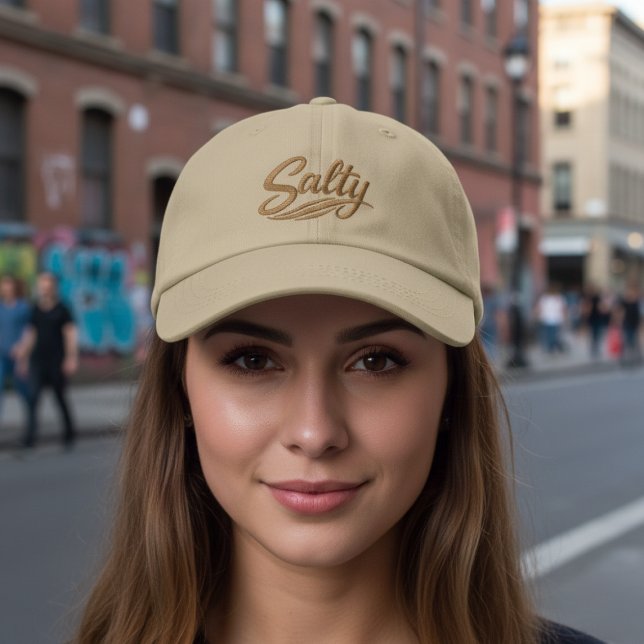 Salzig spielen Lustiger Sarkasmus Spruch Bestickte Baseballkappe (Acting Salty Funny Sarcasm Saying Embroidered Baseball Cap by Ricaso. dry humor, witty comebacks.)