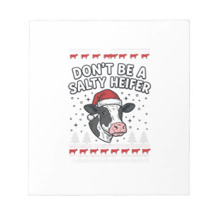 Salzige Färse Weihnachtskuh Lustige Vintage-Gravur Notizblock