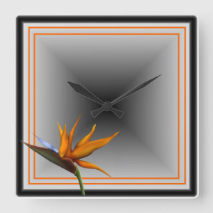 Salzige Kuss-tropischer Dekor-Paradiesvogel Quadratische Wanduhr