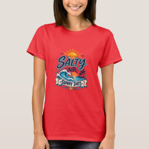 Salzige Luft Sonnige Tage Strand Sommer Typografie T-Shirt