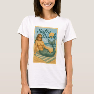 Salzige Meerjungfrau im Pin-Up Stil   Retro Grafik T-Shirt