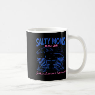 Salzige Mütter Strandclub Mädchen will Sonnensomme Kaffeetasse