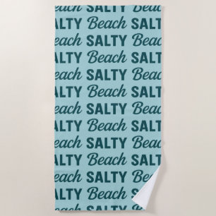 Salzige Retro-Küsten-Teal- und Meeresblau-Glas-Gra Strandtuch