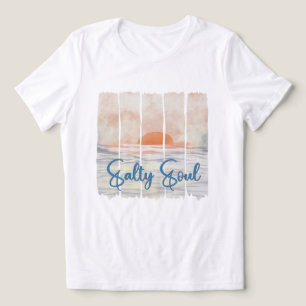 Salzige Seele Retro-Aquarell Ozean-Sonnenuntergang Tri-Blend Shirt