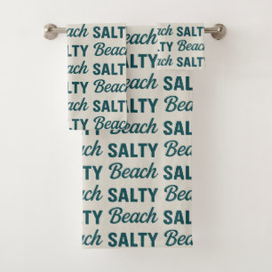 Salzige Strand Teal Sand Küstenstrand Dekor Grafik Badhandtuch Set