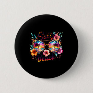 Salzige Strand-Tropenblumen-Leoparden-Sonnenbrille Button