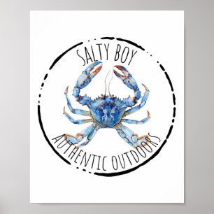 Salziger Junge Salty Attitüde Lustiger Angel-Krabb Poster