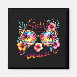 Salziger Strand tropische Blumen Leopard Sonnenbri Magnet