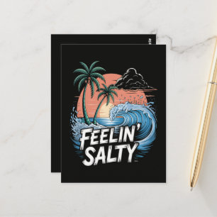 Salziges Gefühl Strand Sommerferien 70er Postkarte
