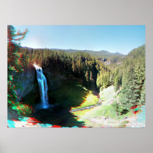 Salzkreuzer Wasserfall, Oregon 3D-Anaglyph-Poster Poster
