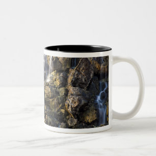 Salzlösungsfälle vom vulkanischen Felsen lassen Zweifarbige Tasse