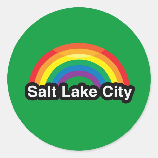 SALZSEE STADT LGBT PRIDE RAINBOW RUNDER AUFKLEBER (Vorderseite)