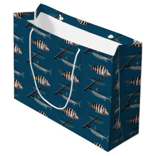 Salzwasser-Angler-Papiergeschenktasche Große Geschenktüte