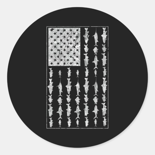 Salzwasser Fischen Amerikanischer Flagge Salzwasse Runder Aufkleber (Vorderseite)
