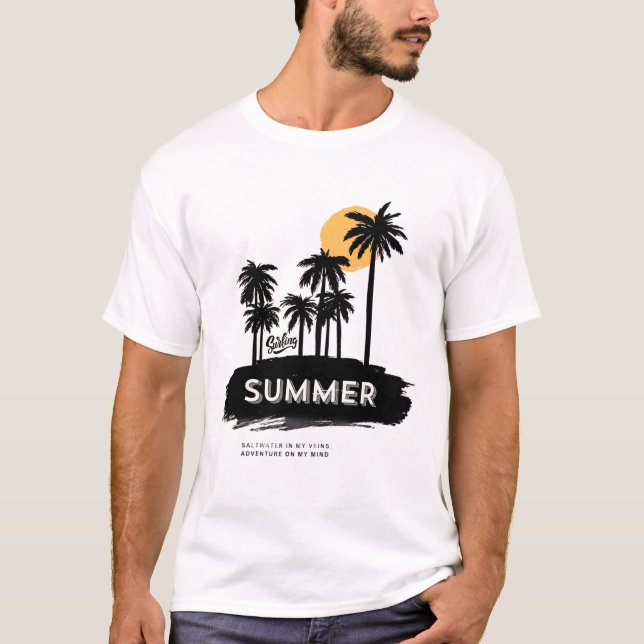 Salzwasser in meinen Venen Adventure Surf Quote Om T-Shirt (Vorderseite)