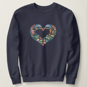 Salzwasser-Meeresleben Herz Sweatshirt
