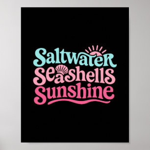 Salzwasser Meeresmuscheln Sonnenschein Hawaii Stra Poster