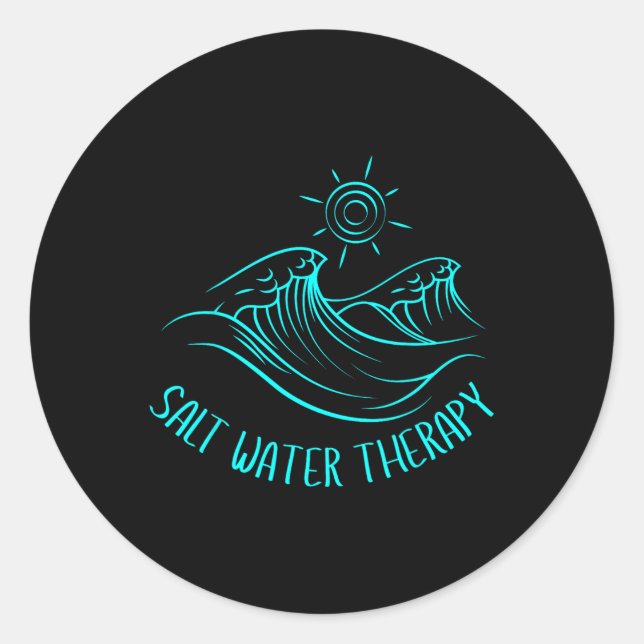Salzwassertherapie Strand Lover Ocean Waves Sommer Runder Aufkleber (Vorderseite)