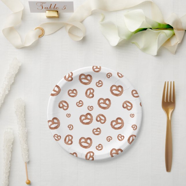 Salzweiche Wasserfarben Prätzelmuster Pappteller (Hochzeit)