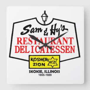 Sam & Hy's Delicatessen, Skokie, IL. (1955-1989) Quadratische Wanduhr