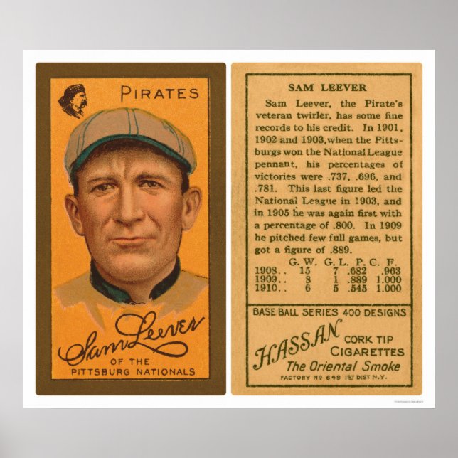 Sam Leever Pirates Baseball 1911 Poster (Vorne)