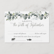 Samantha & Michael RSVP Card mit Menüoptionen