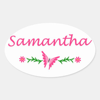 Samantha (Rosa Schmetterling) Ovaler Aufkleber