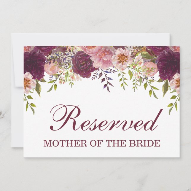 Samantha Rustic Burgundy vorbehaltene Wedding Sign (Vorderseite)