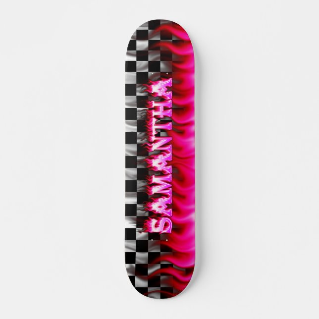 Samantha-Skateboardrosafeuer und Flammenentwurf Skateboard (Vorne)