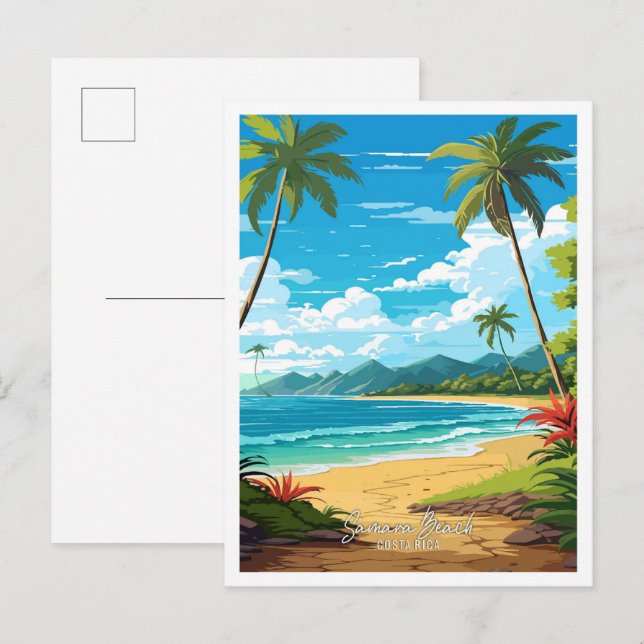 Samara Beach Costa Rica Vintage Travel Postkarte (Vorne/Hinten)