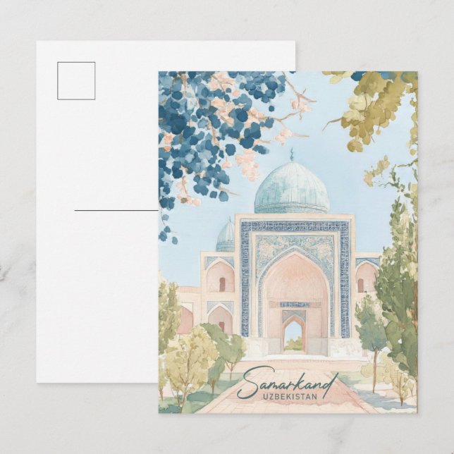 Samarkand Usbekistan Gouache Illustration Travel Postkarte (Vorne/Hinten)