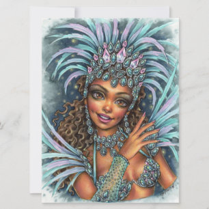 Samba Dancer Femme Carnaval Rio Brésil Carte d'Art