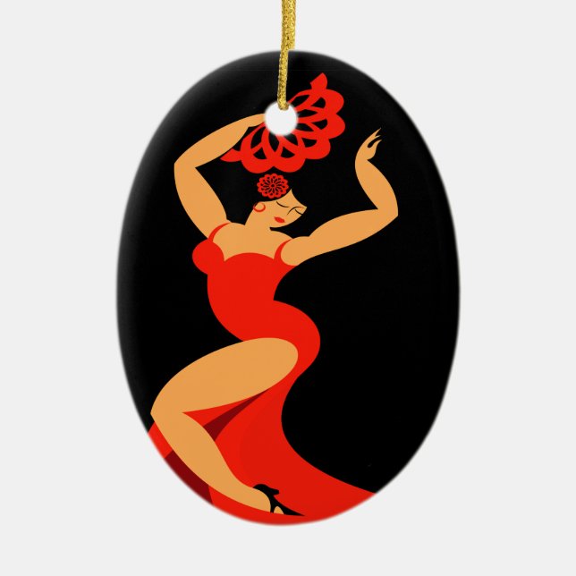 Samba/Flamenco-Tänzer Keramik Ornament (Vorne)