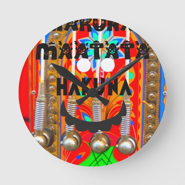 Samba Karnevalfarben Hakuna Matata blings.png Runde Wanduhr (Vorderseite)