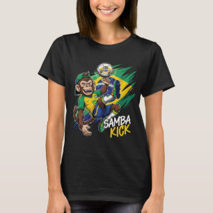 Samba Kick - Monkey Soccer Brazil Flag T-Shirt