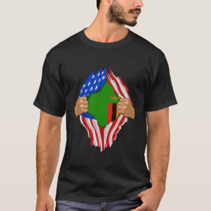 Sambia Blood Inside Me Sambia Flag Geschenk T-Shirt