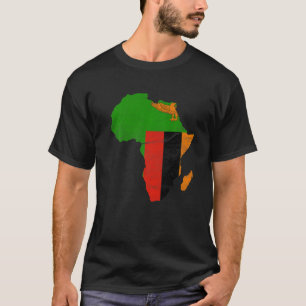 Sambia-Flagge Afrika-Kontinent-Silhouette Geschenk T-Shirt