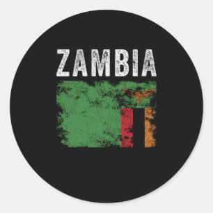 Sambia-Flagge bedruckt - sambische Flagge Runder Aufkleber