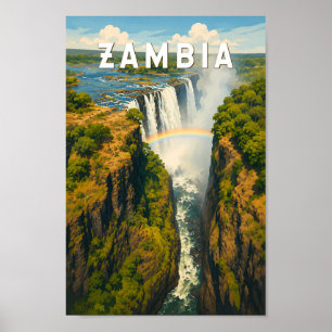 Sambia Illustration Reise Kunst Vintage Poster