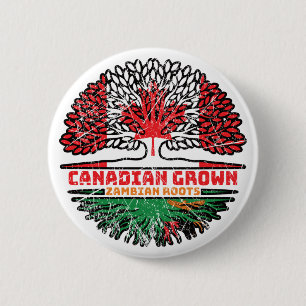 Sambia - kanadisches Tree-Roots-Flag für Kanada Button