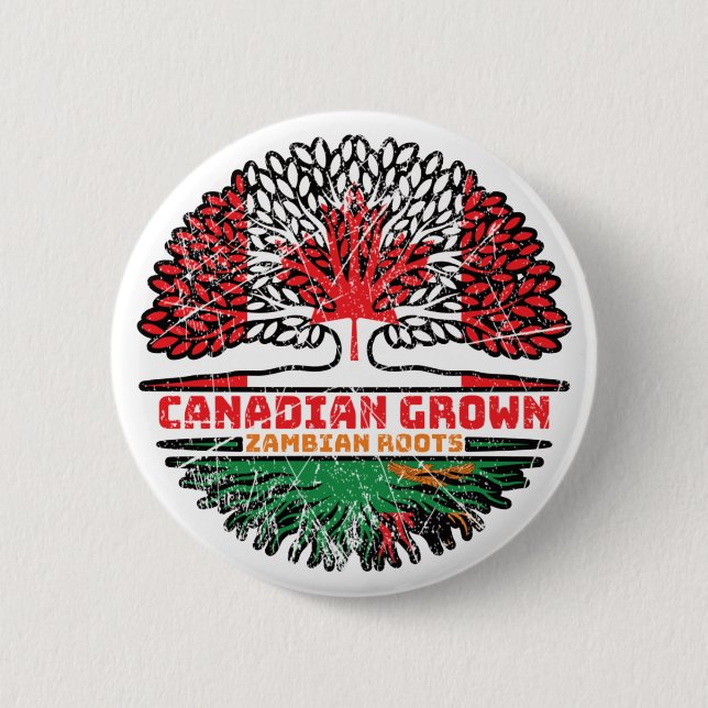 Sambia - kanadisches Tree-Roots-Flag für Kanada Button (Vorderseite)