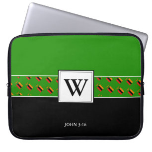 Sambia-Monogramm-Christliche Bibel GRÜNE Laptoptas Laptopschutzhülle