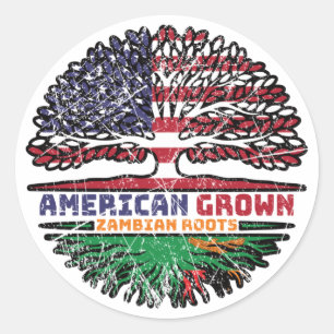 Sambia USA USA Vereinigte Staaten Tree Runder Aufkleber