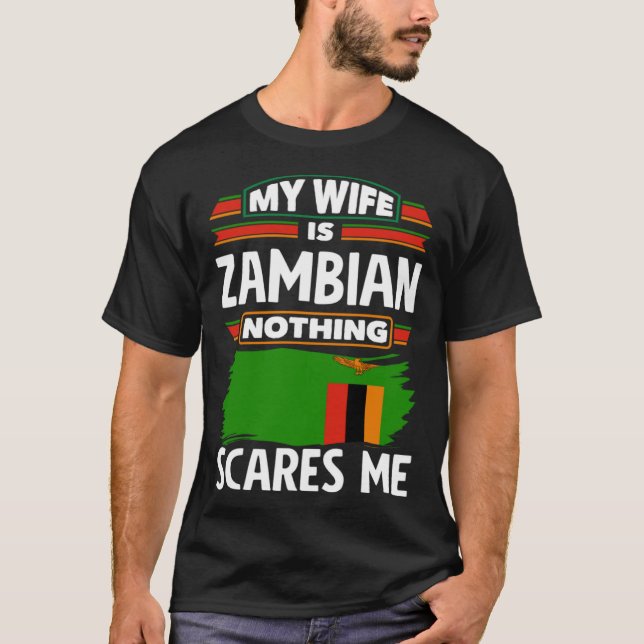 sambisch-sambische Flagge Meine Ehefrau ist Sambia T-Shirt (Vorderseite)