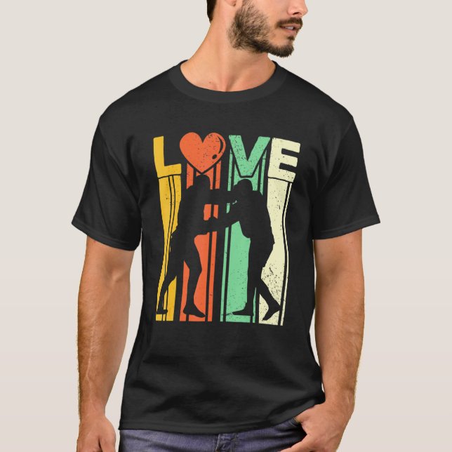 Sambo judo Wrestling Martial Art LIEBE Retro Stil T-Shirt (Vorderseite)